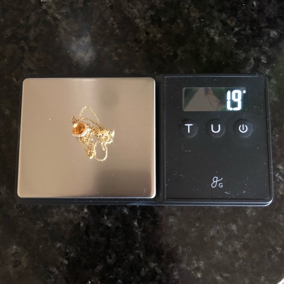 Getana 14k Citrine Diamond Pendant and Fine Chain Solid Yellow Gold Princess Cut - Picture 6 of 12